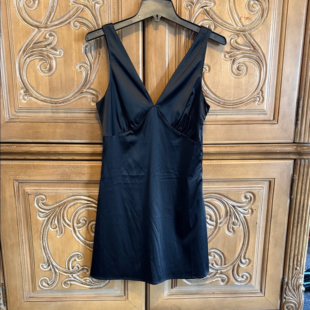Miami Black Satin Chemise